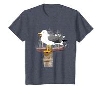 Gull, Seagull, Sailing Ship, Boat, Seafaring, T-Shirt, Youth, Heather Blue, Large