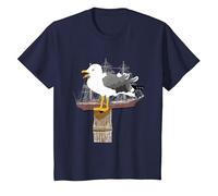 Gull, Seagull, Sailing Ship, Boat, Seafaring, T-Shirt, Youth, Navy Blue, Small