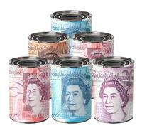 GULLAIIR 6Pcs MONEY TIN BOX Sterling Bank Note - Tin Piggy Bank, Coin Can, Savings Can, Birthday & Holiday Fund (6pcs MEDIUM RANDOM)