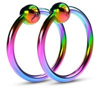 GULLAIIR Piercing Ring, Surgical Steel, 24Pcs Rainbow (1.2mmX8mm) Ball Closure Hinged Segment Ring, Eyebrow Earrings Cartilage Piercing Jewellery