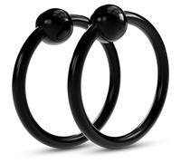 GULLAIIR Surgical Steel Piercing Ring, Ball Closure Hinged Segment Ring, Eyebrow Earrings Cartilage Piercing Jewellery (2Pcs Black (1.2mmX6mm))