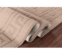 GULLAMBO Door Mat - Non Slip Door Mats Indoor Washable For Tiles Lino lamination Wood Flooring - Washable Front Door Mat Inside, Super Absorbent - Kitchen Door Mats Rugs (Beige Greek, 80cm x 150cm)