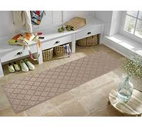 GULLAMBO Door Mat - Non Slip Door Mats Indoor Washable For Tiles Lino lamination Wood Flooring - Washable Front Door Mat Inside, Super Absorbent - Kitchen Door Mats Rugs (Beige Trellis, 60cm x 110cm)