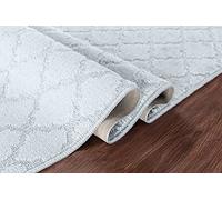 GULLAMBO Door Mat - Non Slip Door Mats Indoor Washable For Tiles Lino lamination Wood Flooring - Washable Front Door Mat Inside, Super Absorbent - Kitchen Door Mats Rugs (Silver Trellis, 120x160cm)