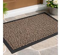 GULLAMBO Door Mats Indoor/Outdoor Absorbent, Non-Slip, Washable Door Mat for Back & Front Door, Patios- Stylish Low Profile, Rubber Backed Dust & Dirt Trapping Doormat, Brown