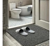 GULLAMBO Non-Slip Absorbent Bath Door Mat 60x90 cm - Washable Inside Bathroom Mat for Under Baths, Basins, Showers & Wet Areas - Quick-Dry, thin low profile with Rubber Backing for Bathroom floors,