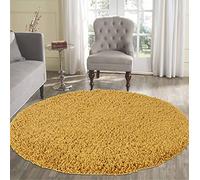 GULLAMBO Rugs Living Room - Easy to Clean Fluffy Area Rugs Lounge Bedroom, Hallway Office & Kitchen - Carpet Runner Large & Small OXFORD (45mm) (120x120cm, 912 Gold)