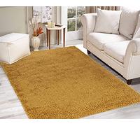 GULLAMBO Rugs Living Room - Easy to Clean Fluffy Area Rugs Lounge Bedroom, Hallway Office & Kitchen - Carpet Runner Large & Small OXFORD (45mm) (160x230cm, 912 Gold)