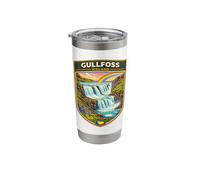 Gullfoss Iceland Vacation Gullfoss Waterfall Vintage Travel Stainless Steel Insulated Tumbler