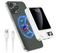 Gulljee® Power Bank 10000mAh Wireless Magnetic 22.5W High Speed Portable Charger with PD & QC3.0 Dual USB-C Ports LED Display Fast Charging Compatible for iphone 16/15/14/13/12 Series (White)