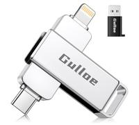 Gulloe 256GB Flash Drive Intended for iPhone, USB Memory Stick Storage for Photos and Videos Backup, Compatible with iPhone iPad Android PC, Plug and Play, No Application Required (Metal Silver)