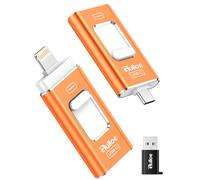 Gulloe 512GB Dual Interface Flash Drive for Phone Storage Photos Videos, Phone USB Backup External Photo Memory Stick - No App Required, Compatible with iPhone, iPad, Android & PC (Orange)