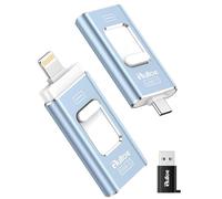 Gulloe 512GB Dual Interface Flash Drive for Phone Storage Photos Videos, Phone USB Backup External Photo Memory Stick - No App Required, Compatible with iPhone, iPad, Android & PC (Mist Blue)
