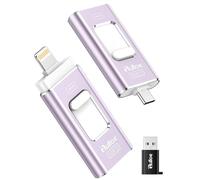 Gulloe 512GB Dual Interface Flash Drive for Phone Storage Photos Videos, Phone USB Backup External Photo Memory Stick - No App Required, Compatible with iPhone, iPad, Android & PC (Lavender Purple)