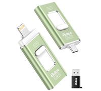 Gulloe 64GB Dual Interface Flash Drive for Phone Storage Photos Videos, Portable Memory Stick - No App Required, Compatible with iPhone 17/16/15/14/13/12/11, iPad, Android & PC (Green)