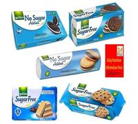 Gullon Sugar Free Biscuits Chocolate Mixed Variety Selection Diabectic friendly Pack (5 Pack) chocolate chip, cocoa sandwich, dark digestive, chocolate wafer by zamfoods