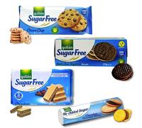Gullon Sugar Free Biscuits Chocolate Selection - 4 Packs | Choco Wafer, Choco Chip Cookies, Choco Creams, Gullon Sugar Free Chocolate Digestive Biscuits | Guilt-Free Indulgence by TGBK