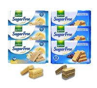 Gullon Sugar Free Biscuits Wafers Bundle - 6 Packs | 3x Chocolate and 3x Vanilla Flavours 180g each bundled by The Great British Kitchen