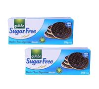 Gullon Sugar Free Dark Choc Digestive Biscuits 270g | High In Fibre | Chocolate Flavour | Promotes Healthy Digestion | Zero Trans Fat | Delicious Snack (Dark Choc Digestive 270g, 2 Pack)