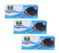 Gullon Sugar Free Dark Choc Digestive Biscuits 270g | High In Fibre | Chocolate Flavour | Promotes Healthy Digestion | Zero Trans Fat | Delicious Snack (Dark Choc Digestive 270g, 3 Pack)
