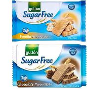 Gullon Sugar Free Wafer Biscuits 6 x 210g Packs - Variety (3 x Vanilla + 3 x Chocolate)
