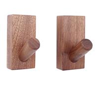 Gullor 2 PCS Natural Wooden Coat Hooks, Wall Mounted Wall Hook Rack, Decorative Craft Clothes Hooks - Black Walnut