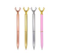 Gullor 4 Pieces Deer Head Shape BallPoint Pen Unique Christmas Pens Cute Animal Pen Black Ink, Multicolored B