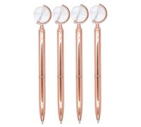 Gullor 4PCS Globe Shape Ballpoint Pens, Comfortable Writing Pens, Black Ink Retractable Pretty Journaling Pens for Christmas Wedding Birthday, RoseGold