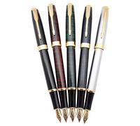 Gullor 5 PCS Classic Metal Fountain Pen B388, Gift Pens with Converters, 5 Different Colors