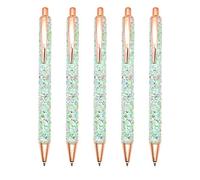 Gullor 5PCS Ballpoint Pens, Glitter Click Ball Pens, Black Ink Medium Point 1mm, for Office Supplies Gift Wedding Birthday, Green