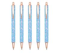 Gullor 5PCS Ballpoint Pens, Glitter Click Ball Pens, Black Ink Medium Point 1mm, for Office Supplies Gift Wedding Birthday, Blue