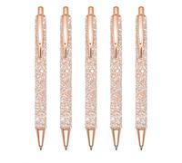Gullor 5PCS Ballpoint Pens, Glitter Click Ball Pens, Black Ink Medium Point 1mm, for Office Supplies Gift Wedding Birthday, Gold