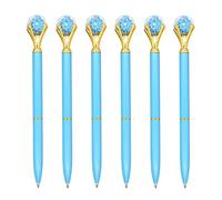 Gullor 6 Pieces Black Ink Pens Diamond Ball Medium Point Ballpoint Pens, Blue