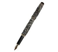 Gullor Deluxe Classic Antique Silver Double Dragon 3D Carved Fountain pen