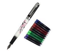 Gullor Elegant Fountain Pen Jinhao 8802 Plum Flower with Gift Box and Ink cartridges
