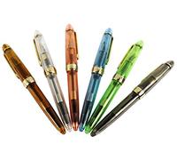 Gullor Jinhao 992 Plastic Fountain Pen Golden Clip, Transparent, 6 Colors, 6PCS