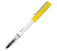 Gullor Jinhao Fountain Pen 599, White Body, Fine Nib, Yellow Cap