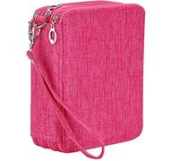 Gullor Large Capacity 3 Layers Pencil Bag Pencil Holder Organizer - 78 Slots for Colored Pencils, Red