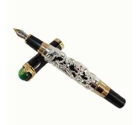 Gullor Luxury Silver Chinese Ming Dynasty Emperor Style Dragon Play Jade Ball Fountain Pen Medium nib