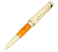 Gullor Mini Fountain Pen Gold Trim, Acrylic Pocket Pen, Orange, Hidden Extra Fine Nib (0.38 mm)