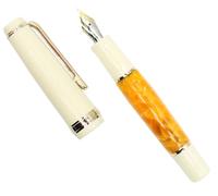 Gullor Mini Fountain Pen Gold Trim, Acrylic Pocket Pen, Orange, Medium Nib (0.7mm)