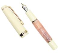 Gullor Mini Fountain Pen Gold Trim, Acrylic Pocket Pen, Pink, Extra Fine Nib (0.38mm)