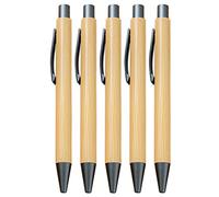 Gullor Natural Bamboo Retractable Ballpoint Pen, Sustainable Pens for Journaling Writing Office Supplies Eco Friendly Pens, 5 Pieces