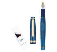 Gullor Transparent Fluorescent Fountain Pen, Resin, with Converter, Multicolor Ink Cartridges, Gift Box, Fine Nib
