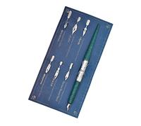 Gullor Wooden Dip Pen Calligraphy Set with Black Ink & 6 Nibs for Beginners, Kids, Writing, Signatures and Drawing, Ancient Silver