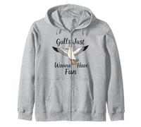 Gulls Just Wanna Have Fun Seagulls Women Girls Zip Hoodie