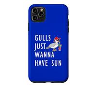 Gulls Just Wanna Have Sun Cartoon Seagull Beach Pun Case for iPhone 11 Pro Max