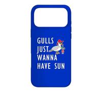 Gulls Just Wanna Have Sun Cartoon Seagull Beach Pun Case for iPhone 17 Pro Max