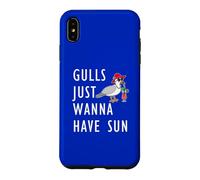 Gulls Just Wanna Have Sun Cartoon Seagull Beach Pun Case for iPhone XS Max
