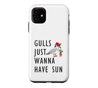 Gulls Just Wanna Have Sun Cartoon Seagull Beach Theme Case for iPhone 11